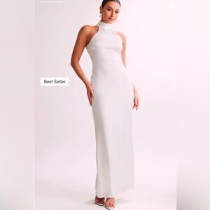Claire Satin Drape Back Maxi Dress - White